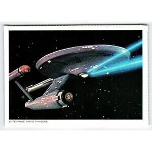 Vintage 1977 Star Trek Enterprise Firing Phasers Chrome Postcard